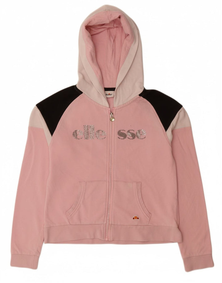 ELLESSE piger grafisk hættetrøje med lynlås 11-12 år Pink Colourblock