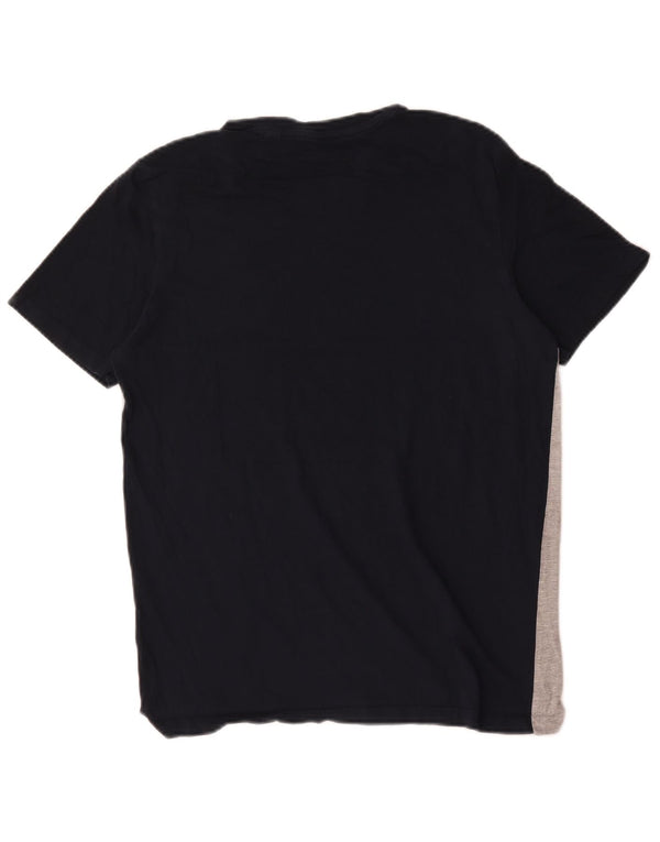 Jack & Jones Mens T-Shirt Top Medium Blue Colourblock Cotton