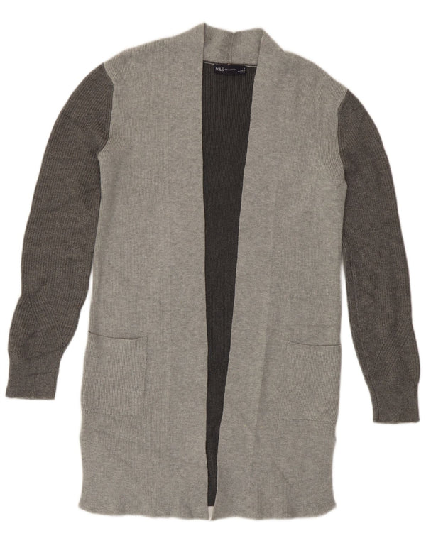 Marks & Spencer Dame Longline Cardigan Sweater UK 6 XS Grå Colourblock