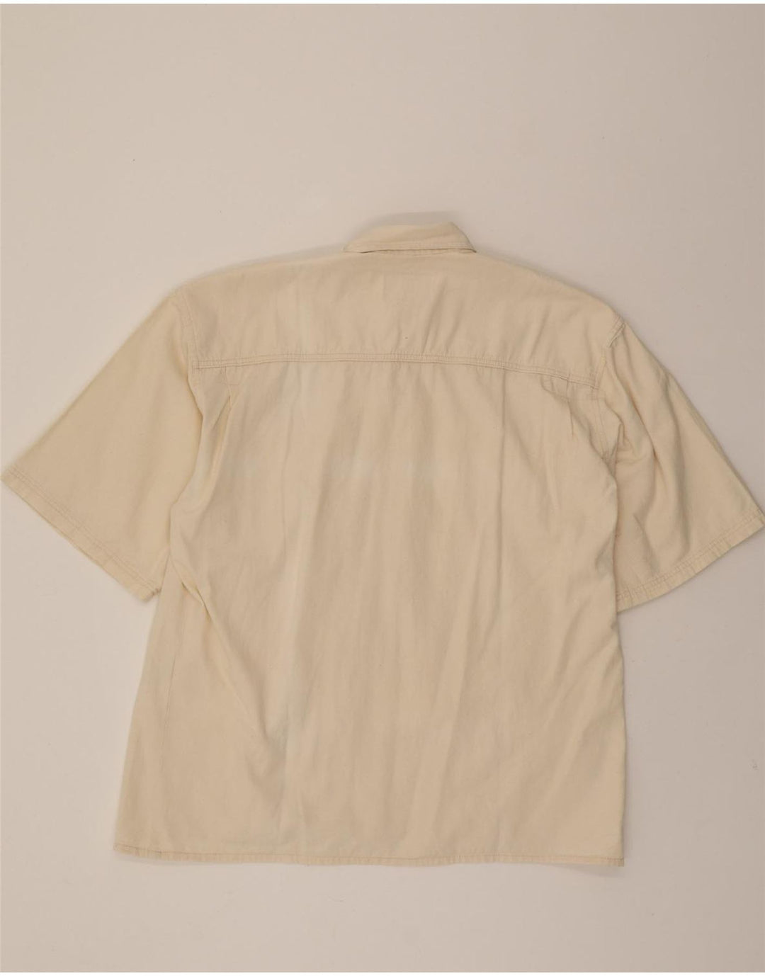 JEP'S Mens Short Sleeve Denim Shirt XL Beige Cotton Vintage Jep's and Second-Hand Jep's from Messina Hembry 