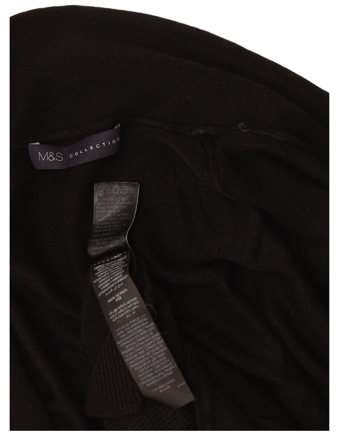 Marks & Spencer Womens Open Cardigan Sweater UK 12 Medium Black Acryl