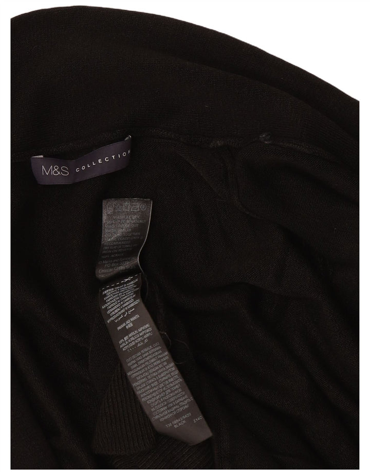 Marks & Spencer Womens Open Cardigan Sweater UK 12 Medium Black Acryl
