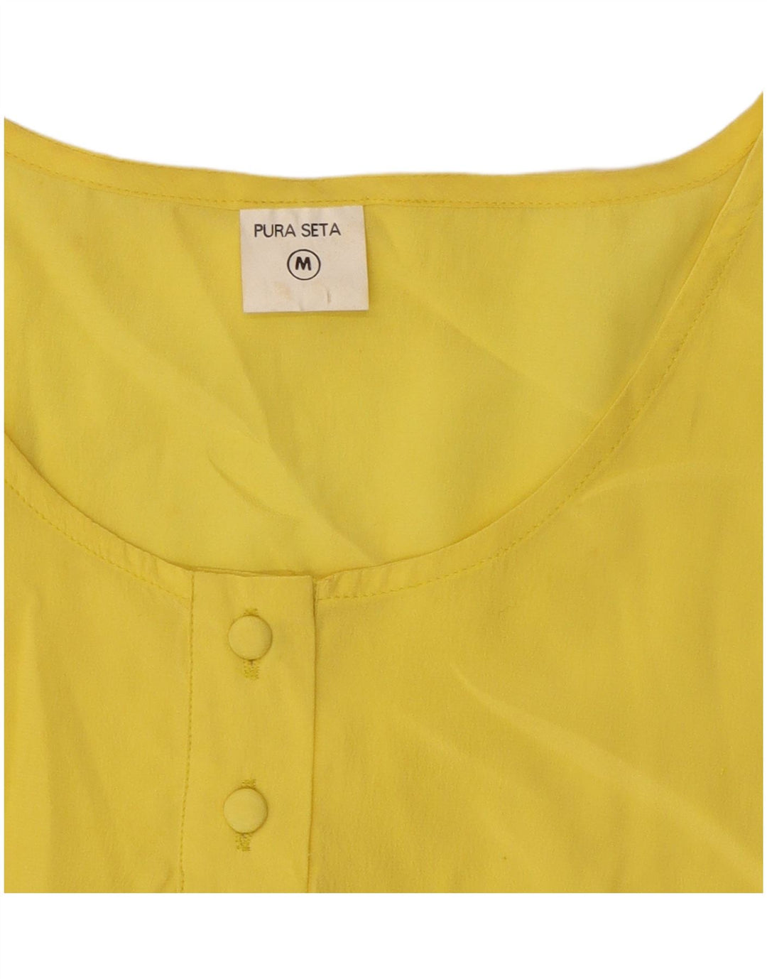 Vintage dame ærmeløs bluse Top UK 12 Medium Yellow Silk