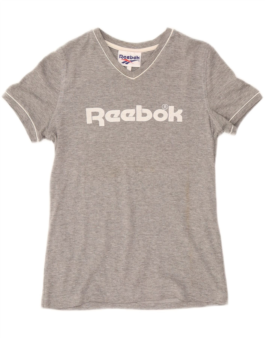 REEBOK Grafisk T-shirt top til kvinder UK 14 Mellemgrå bomuld