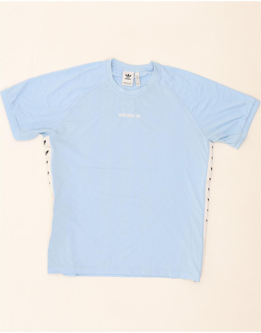 ADIDAS Mens Graphic T-Shirt Top XL Blue Colourblock Polyester Vintage Adidas and Second-Hand Adidas from Messina Hembry 
