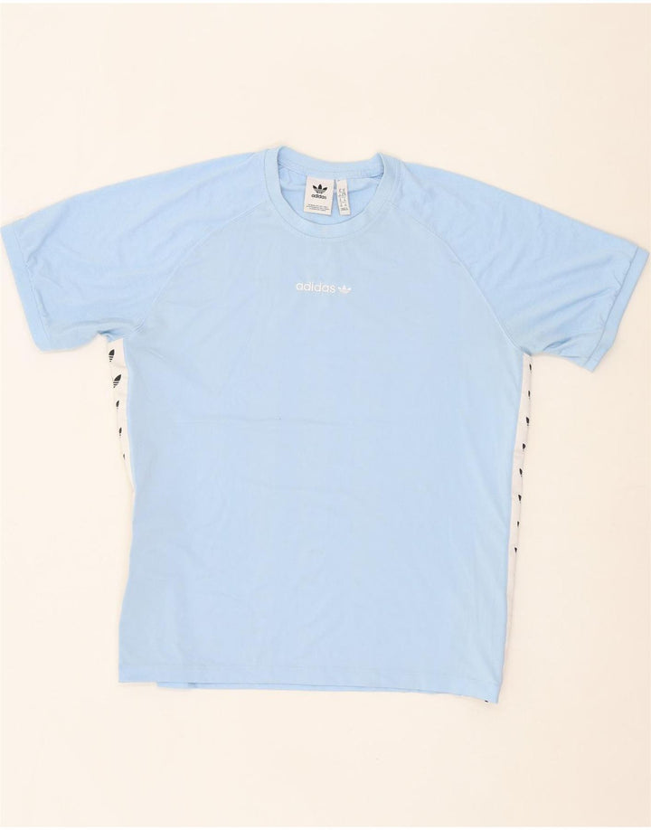 ADIDAS Mens Graphic T-Shirt Top XL Blue Colourblock Polyester Vintage Adidas and Second-Hand Adidas from Messina Hembry 