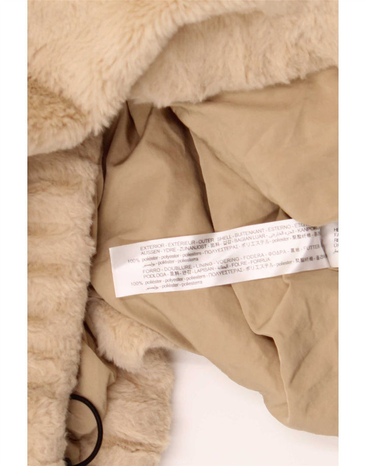Zara Dame Teddy Bear Oversized Hoodie Jumper UK 14 Medium Beige Polyester