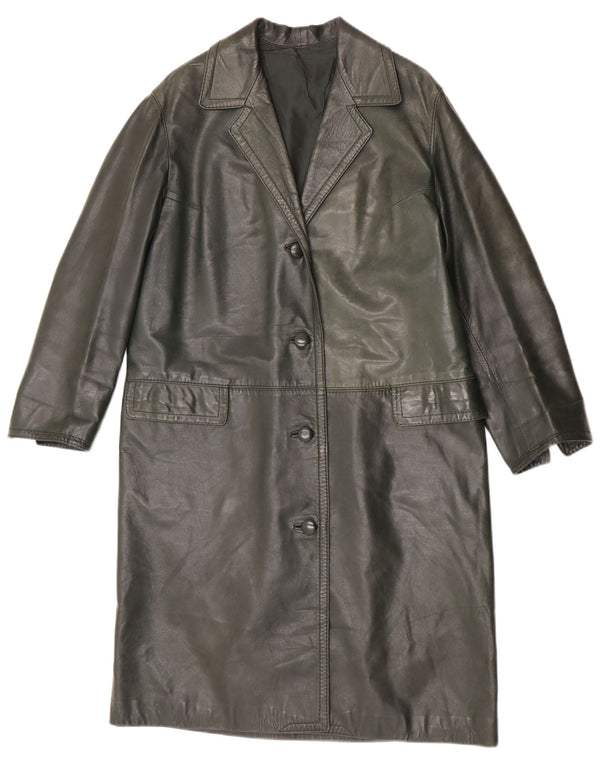Vintage læderfrakke til kvinder UK 14 Medium Green