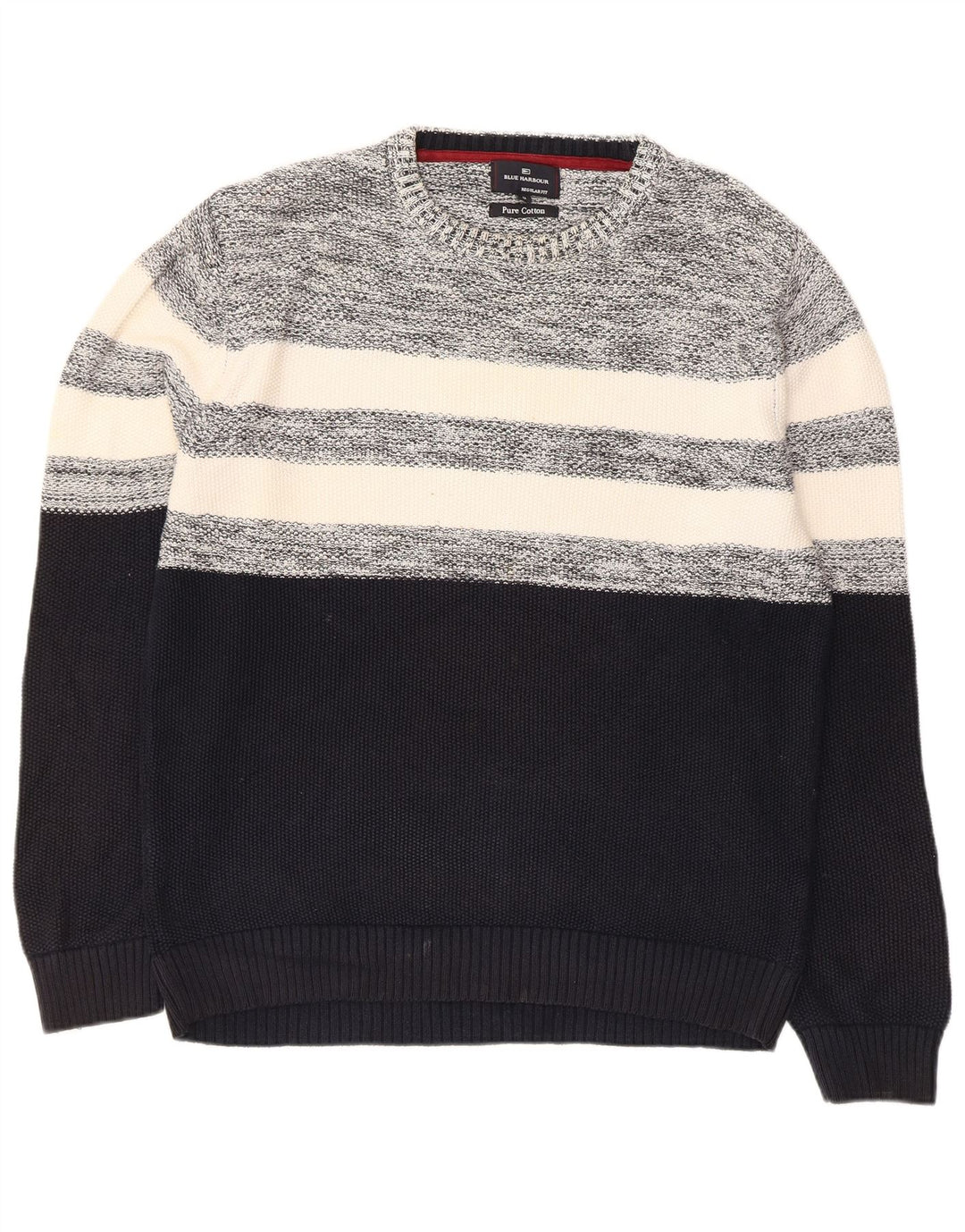 Marks & Spencer Herre sweater med rund hals, medium marineblå farveblok