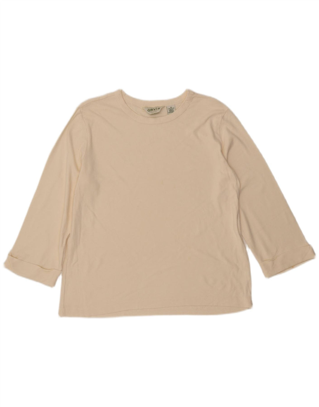 ORVIS Dame Oversized Top 3/4 ærmer UK 14 Medium Beige Bomuld