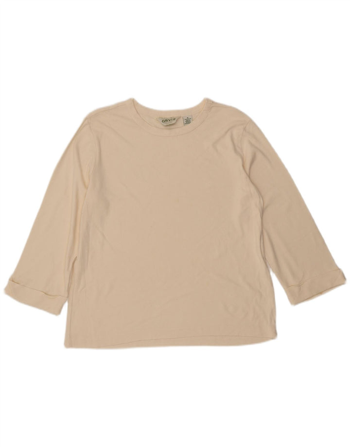 ORVIS Dame Oversized Top 3/4 ærmer UK 14 Medium Beige Bomuld