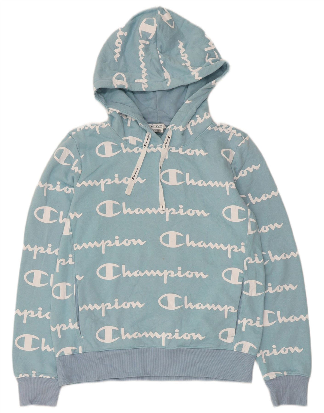 CHAMPION Grafisk hættetrøje til kvinder UK 12 Medium Blue