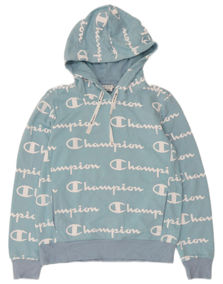 CHAMPION Grafisk hættetrøje til kvinder UK 12 Medium Blue