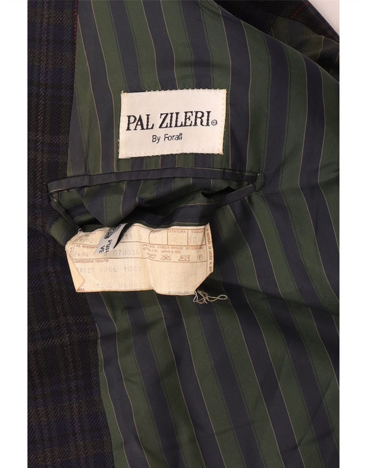 Pal Zileri Herre Double Breasted Blazer Jacket IT 50 Large Navy Blue Check