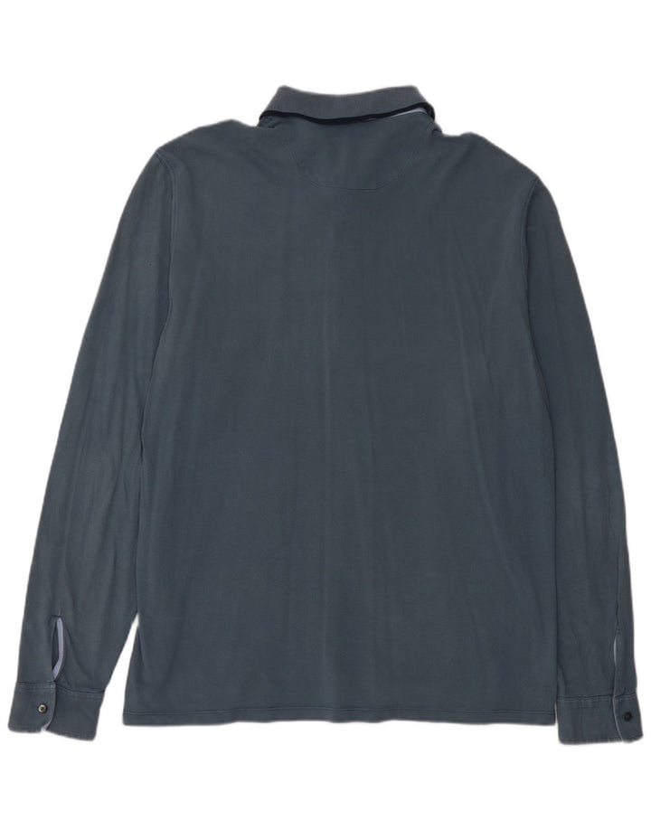 Massimo Dutti Langærmet herre poloshirt XL blå bomuld