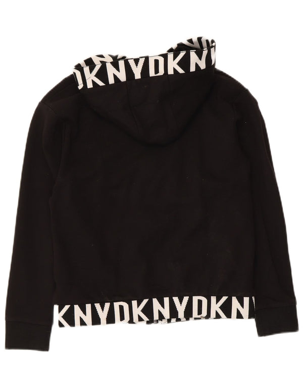 Dkny Boys Crop Graphic Hoodie Jumper 7-8 Years Black Viscose