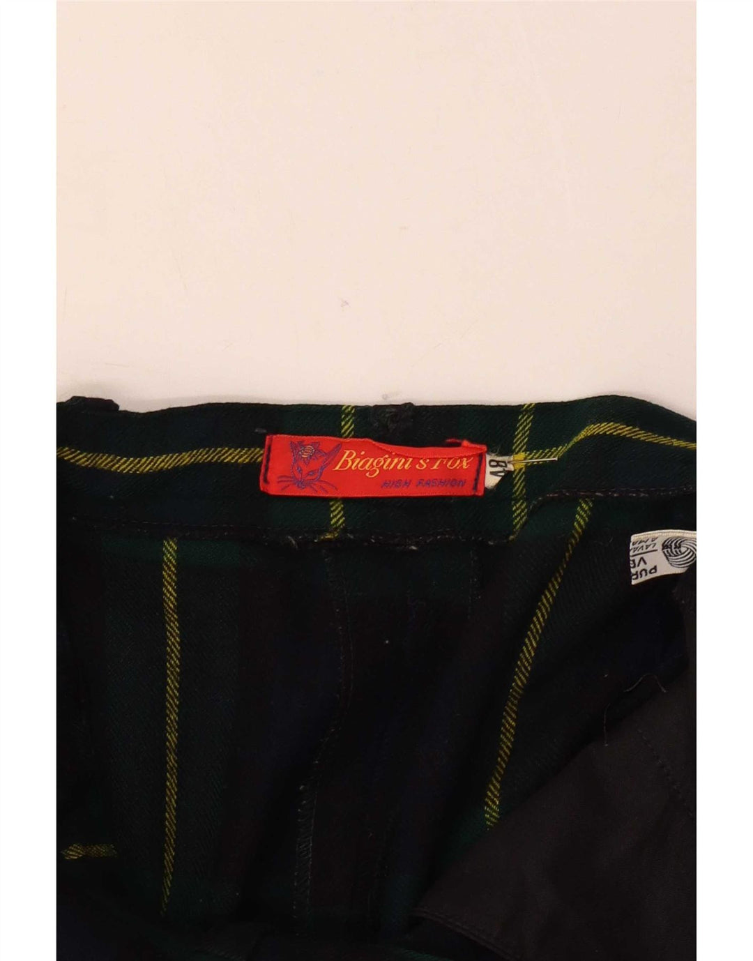 Vintage jakkesæt til kvinder, bukser W28 L29 marineblå ternet uld