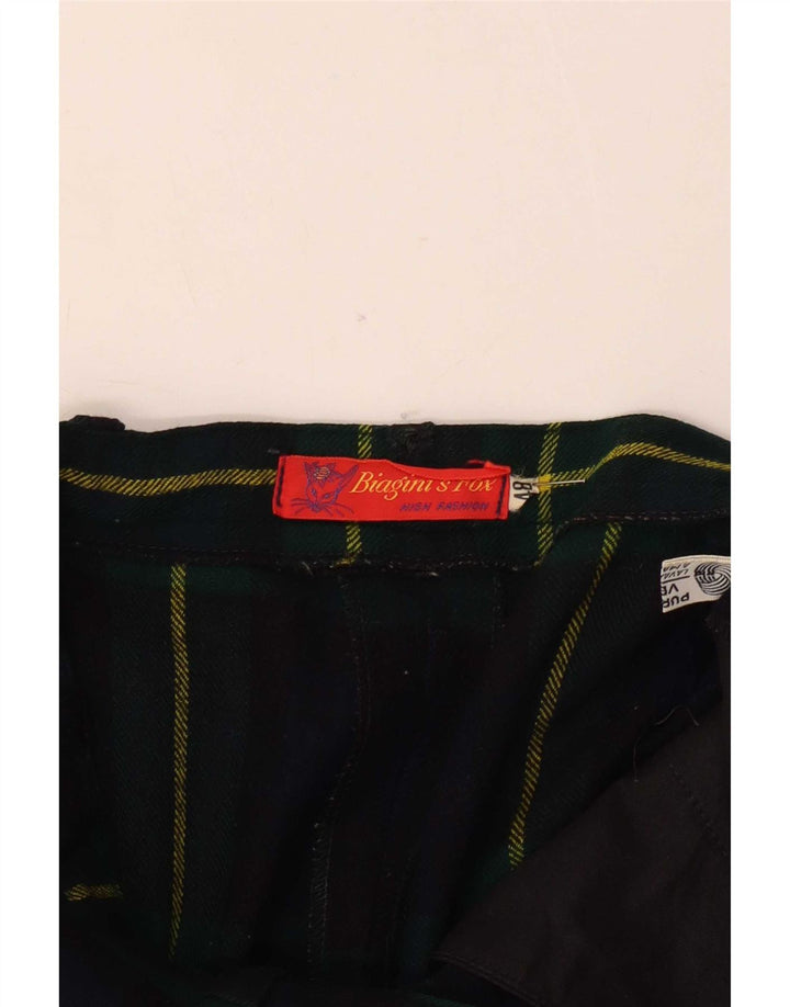 Vintage jakkesæt til kvinder, bukser W28 L29 marineblå ternet uld