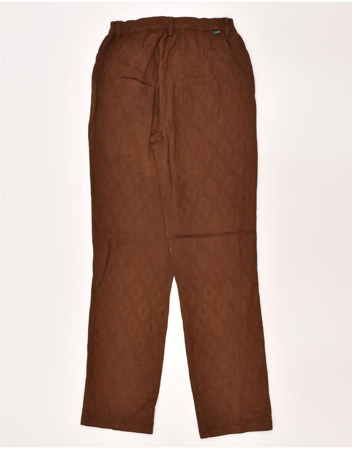 GUESS Womens Straight Suit Trousers W30 L30 Brown Argyle/Diamond Viscose | Vintage Guess | Thrift | Second-Hand Guess | Used Clothing | Messina Hembry 