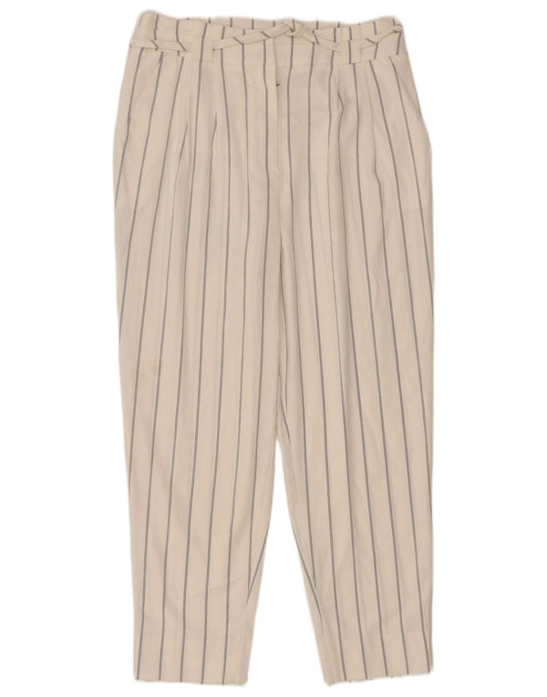 MINT VELVET Dame Cropped Trousers UK 10 Small W32 L25 Hvidstribet