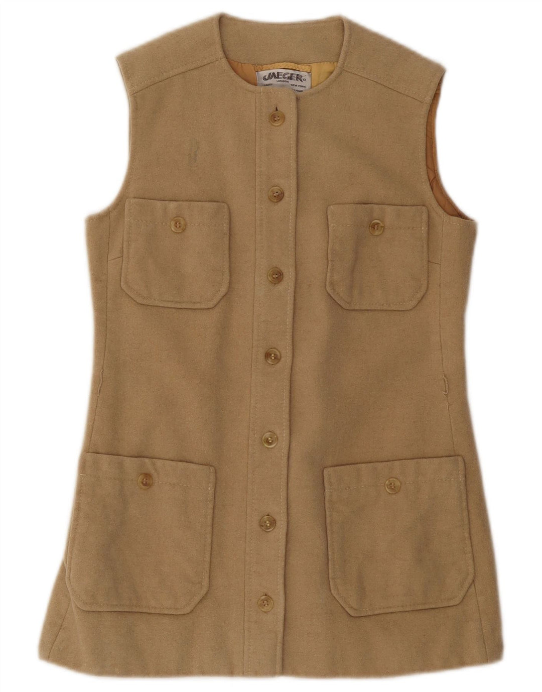 JAEGER Womens Utility Gilet UK 10 Small Beige Uld
