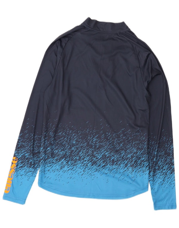 Ellesse Herre Zip Neck Pullover Træningsdragt Top Medium Navy Blue Colourblock