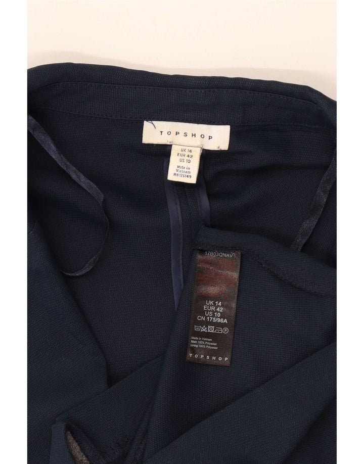 Topshop Dame 1 Knap Blazer Jacket UK 14 Large Navy Blue Polyester