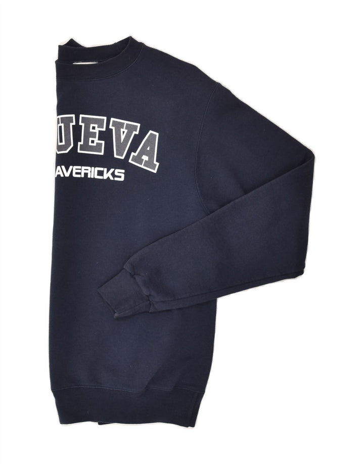 CHAMPION Mens Graphic Sweatshirt Jumper Small Navy Blue Cotton Vintage Champion and Second-Hand Champion from Messina Hembry 