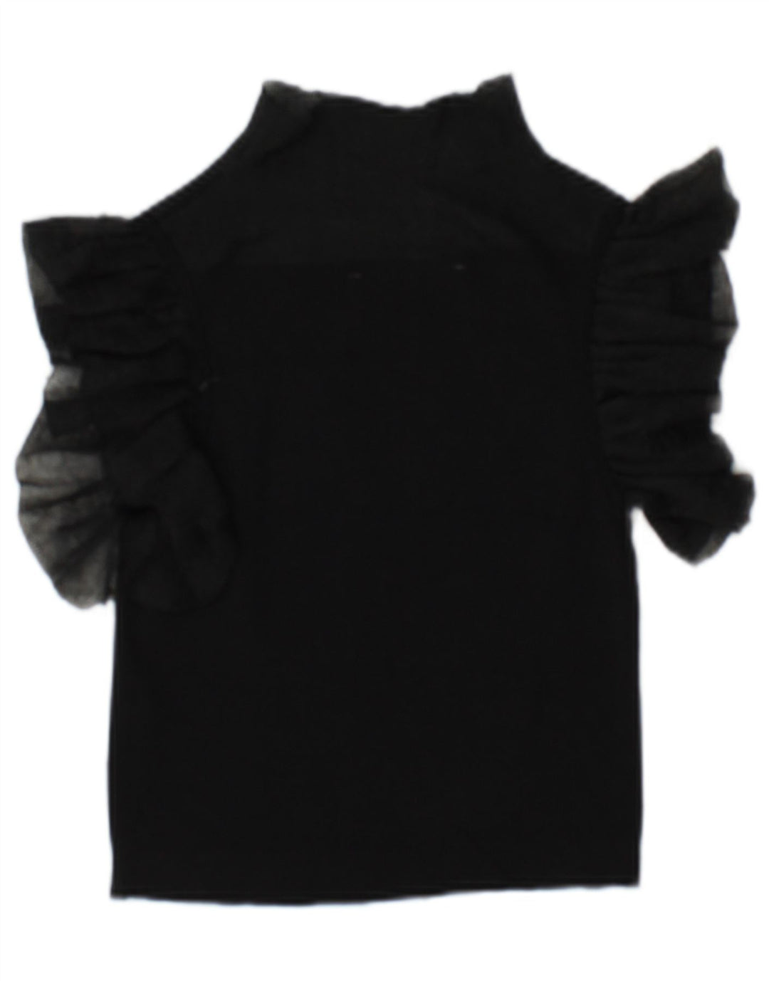 Zara Dame See Through Bluse Top UK 10 Small Black Viscose