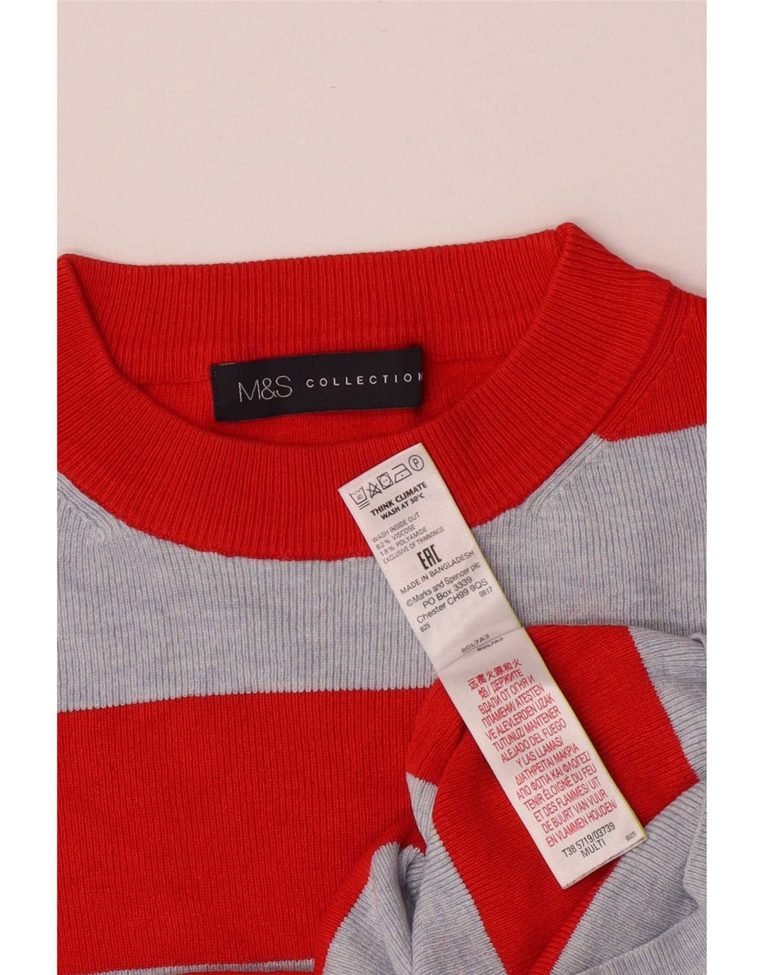 Marks & Spencer Dametop Langærmet UK 10 Small Multicolored Striped