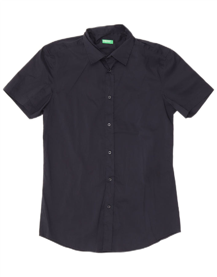 Benetton Kortærmet Herreskjorte Medium Navyblå