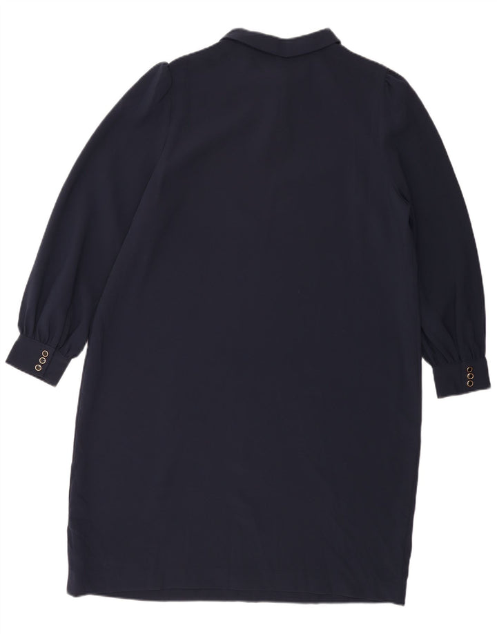 Marks & Spencer Dame Langærmet Skift Kjole UK 18 XL Navy Blue Polyester