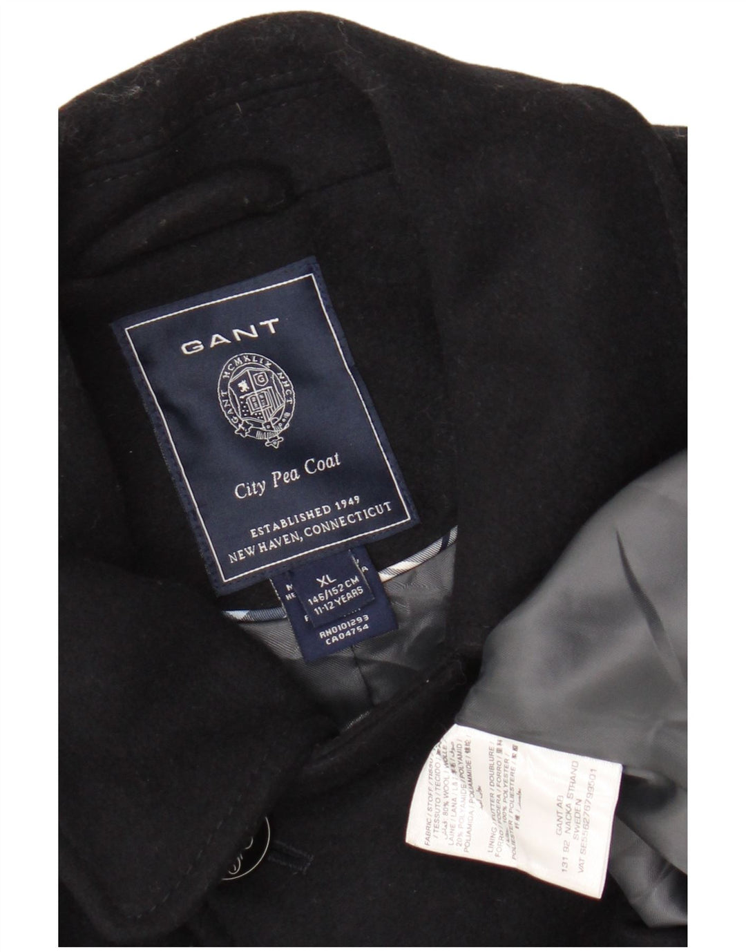 Gant Girls Pea Coat 11-12 år XL Marineblå Uld