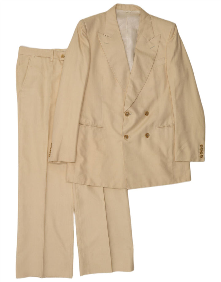 Vintage Herre 2-delt jakkesæt Large W34 L30 Beige Silke