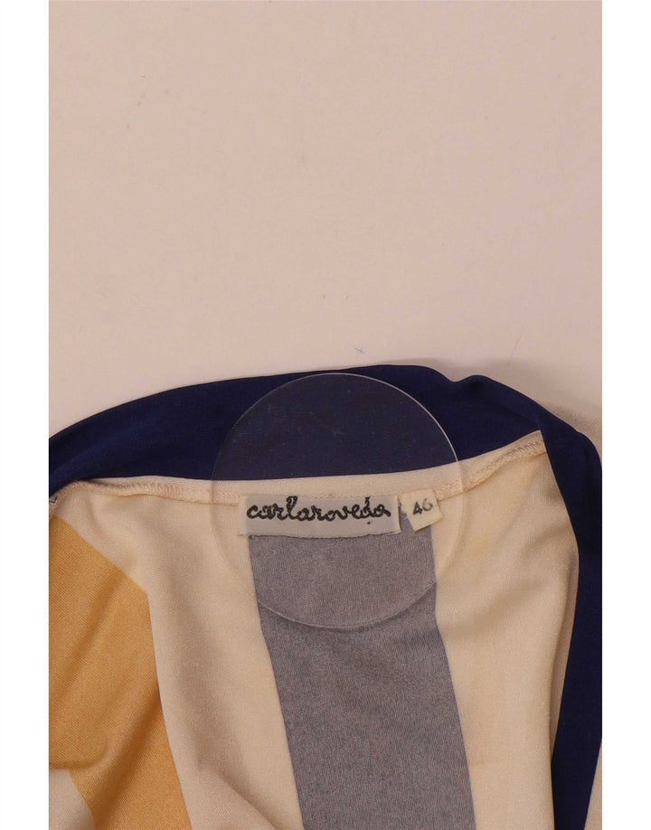 Vintage Dame Crop Cardigan Top IT 46 Stor Flerfarvet Stribet