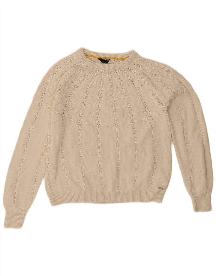JOULES Womens Crew Neck Jumper Sweater UK 12 Medium Off White Cotton