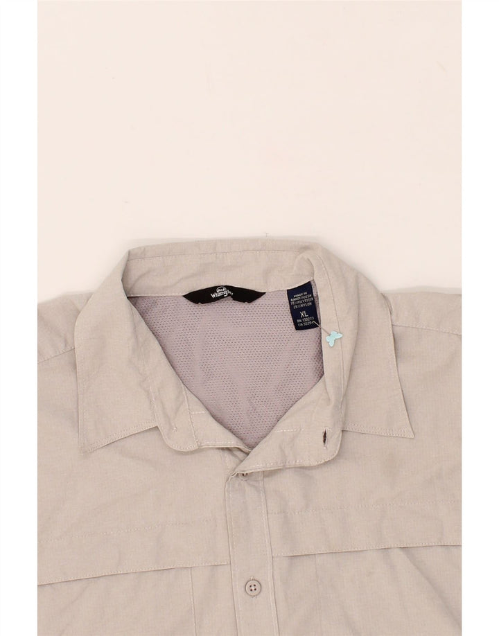 WRANGLER Mens Short Sleeve Shirt XL Grey Polyester Vintage Wrangler and Second-Hand Wrangler from Messina Hembry 