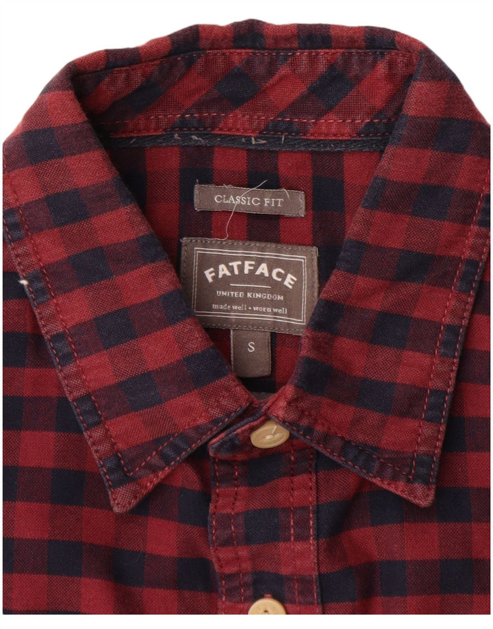 Fat Face Herre Classic Fit Shirt Lille Burgundy Gingham Cotton