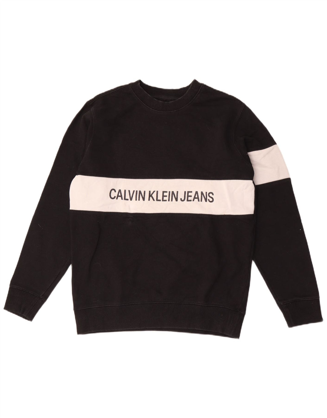 Calvin Klein Jeans Herre Grafisk Sweatshirt Jumper Medium Sort Colourblock