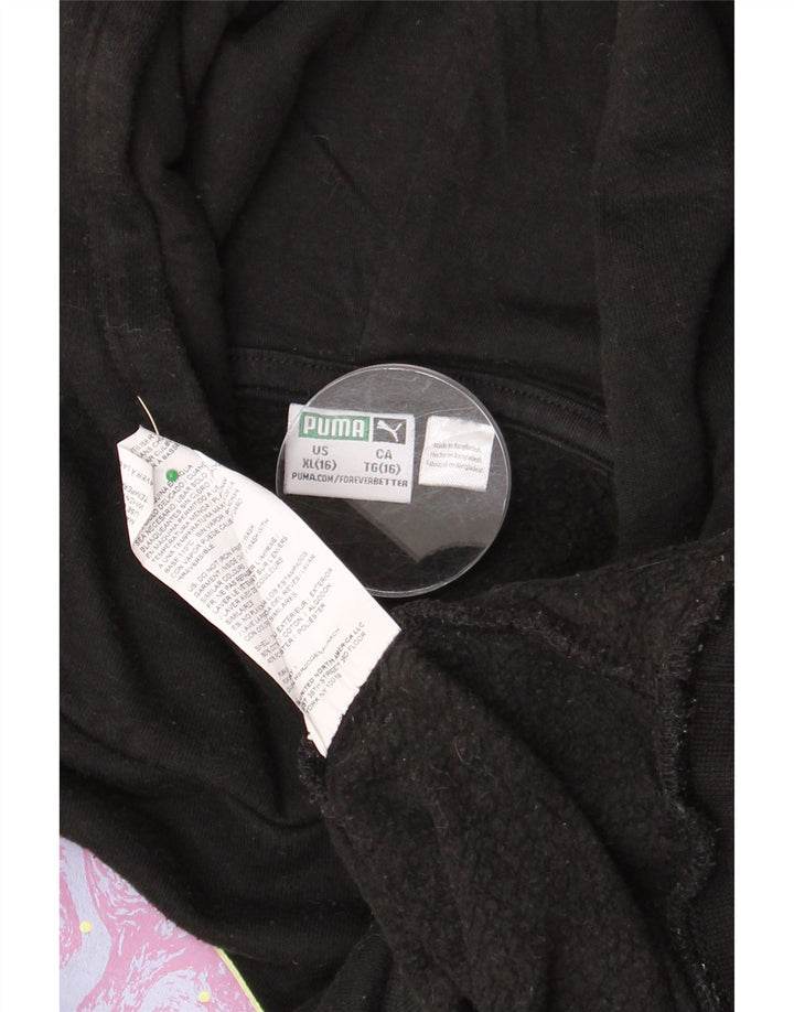 PUMA Grafisk hættetrøje til piger 15-16 år Sort bomuld
