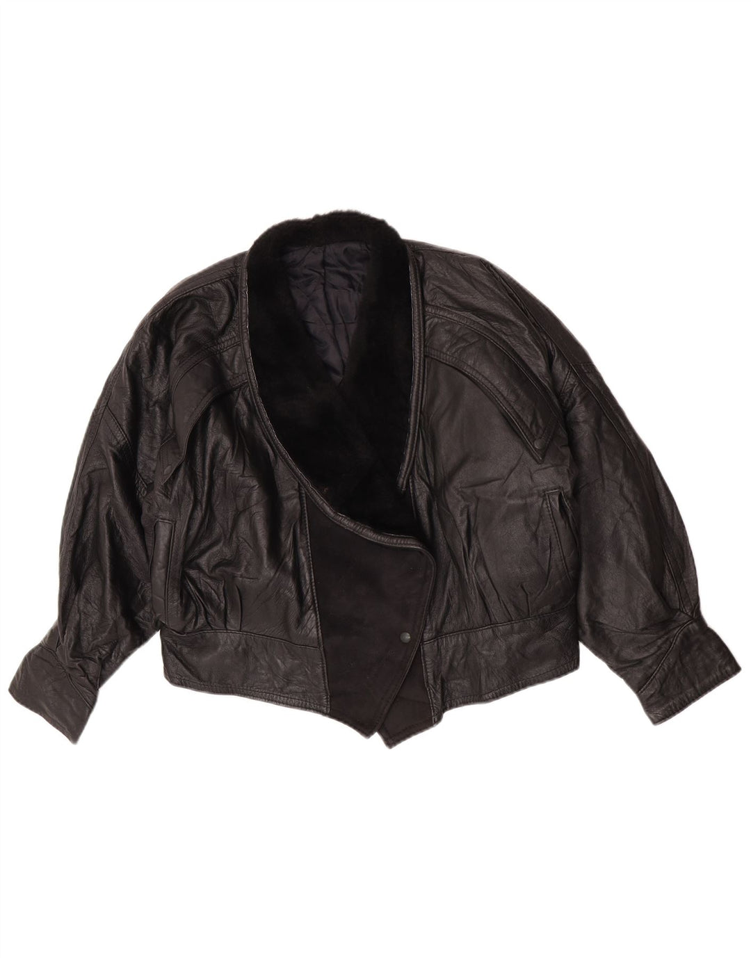 Vintage læderjakke til kvinder UK 14 Large Black