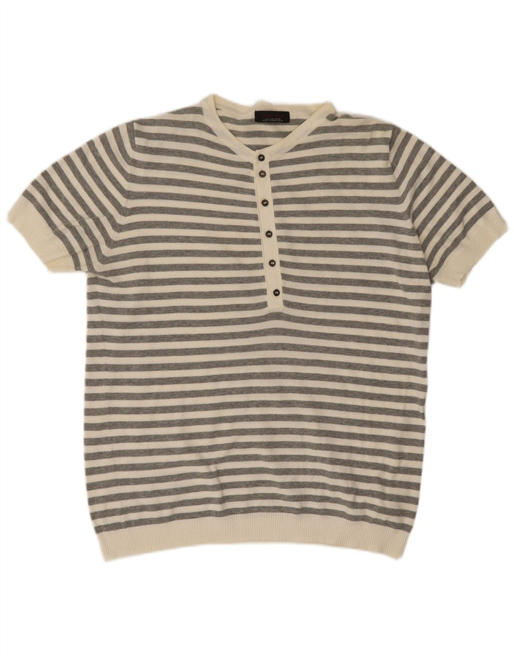 Zara Herre Polo Shirt Stor Grå Stribet