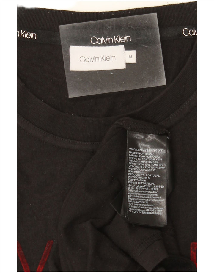 CALVIN KLEIN Herre grafisk T-shirt Top Medium Sort Bomuld
