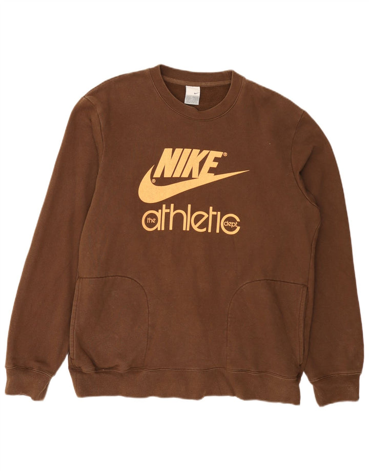 Nike grafisk sweatshirt til mænd UK 39/41 medium brun bomuld
