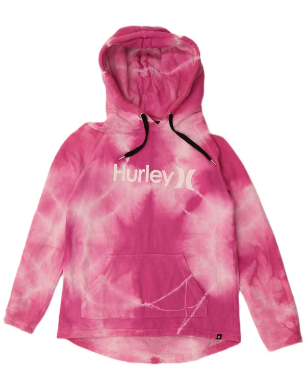 Harley Dame Grafisk Hoodie Jumper UK 10 Small Pink Tie Dye Bomuld