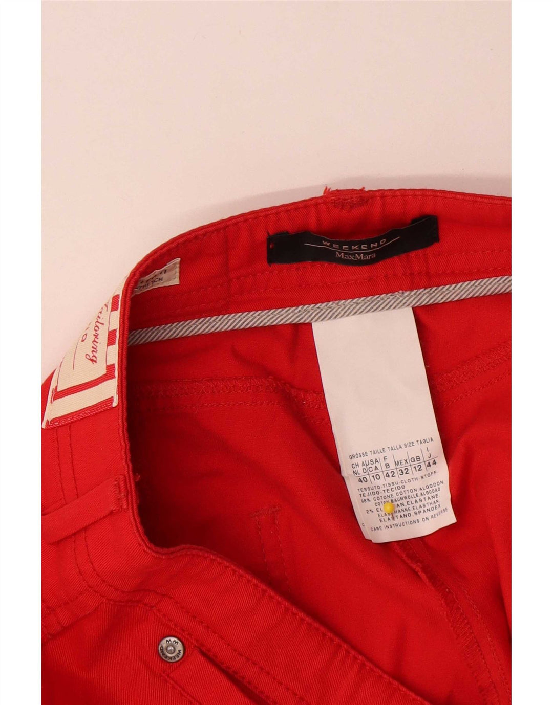 Max Mara Dame Weekend Slim Casual Bukser UK 12 Medium W32 L30 Red