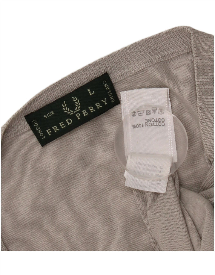 Fred Perry Herre Cardigan Sweater Stor Grå Bomuld