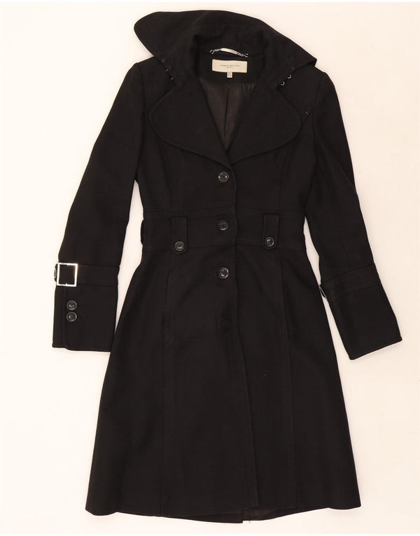 Karen Millen Dame Overfrakke UK 8 Lille Sort Uld