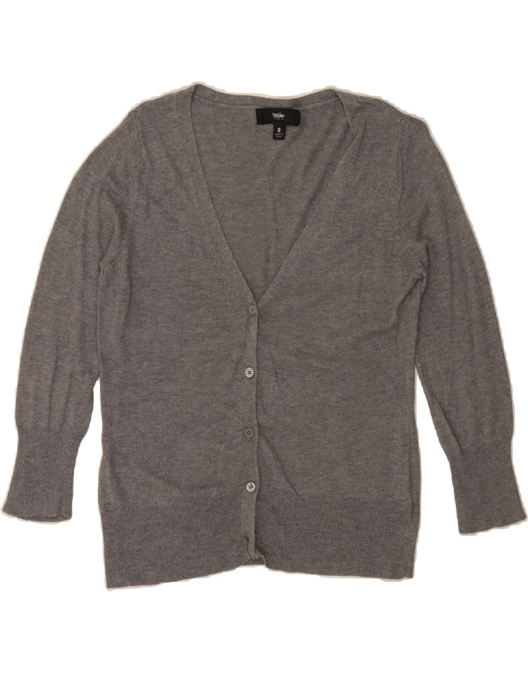 MOSSIMO Womens 3/4 Sleeve Cardigan Sweater UK 10 Small Grey Rayon Vintage Mossimo and Second-Hand Mossimo from Messina Hembry 