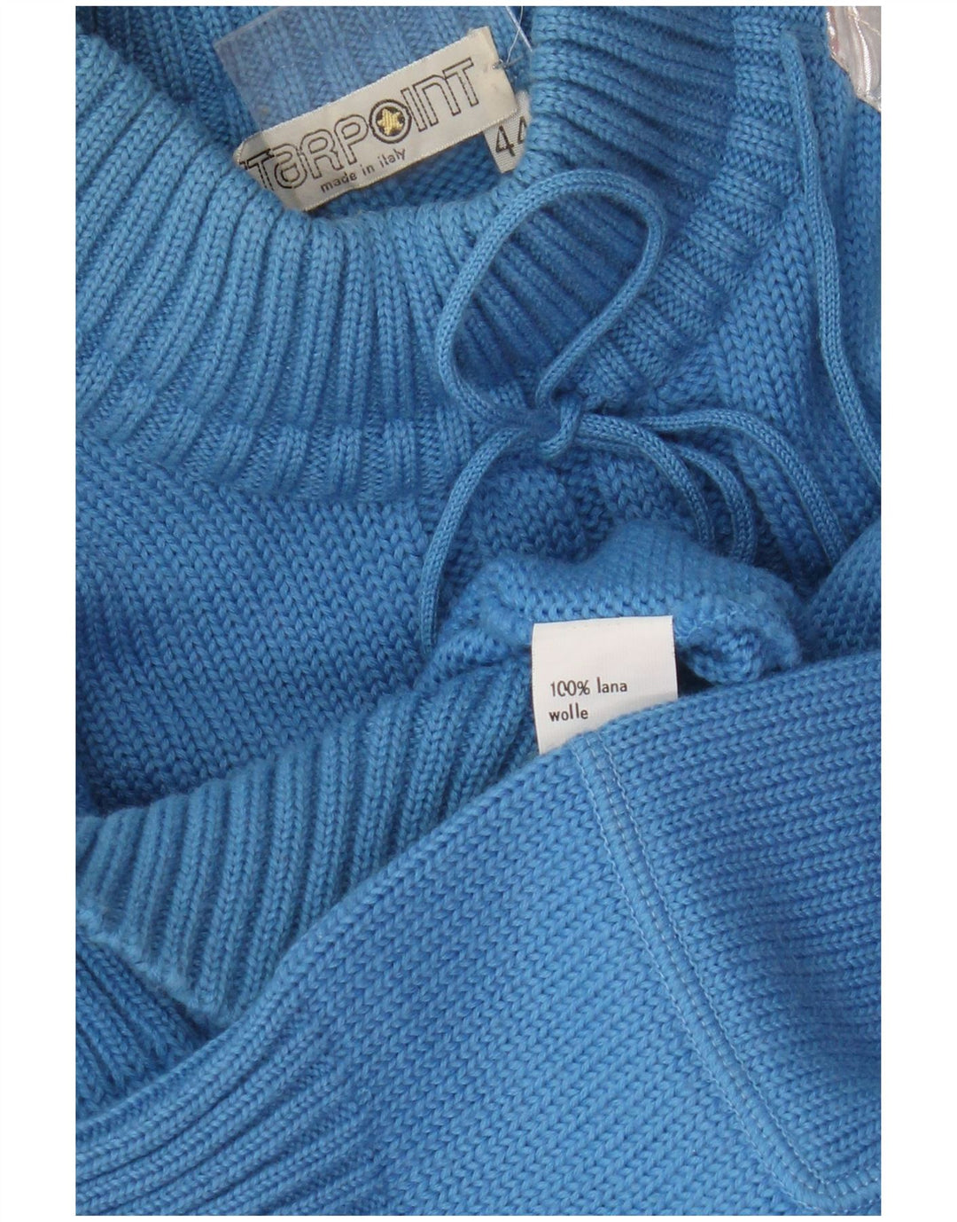 Vintage Dame Turtle Neck Sweater IT 44 Medium Blue Colourblock
